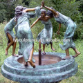 hot sale design garden decoration bronze figure four girl playing water fountain for outdoor park square
